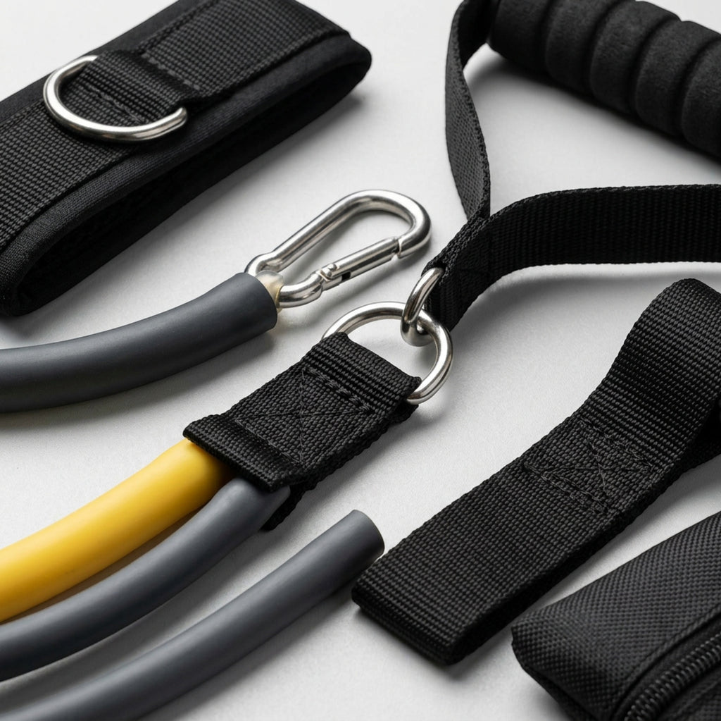 Qlvfb Cordrail Natural Latex Resistance Tube Kit 3 Colors with Handles - Detail view