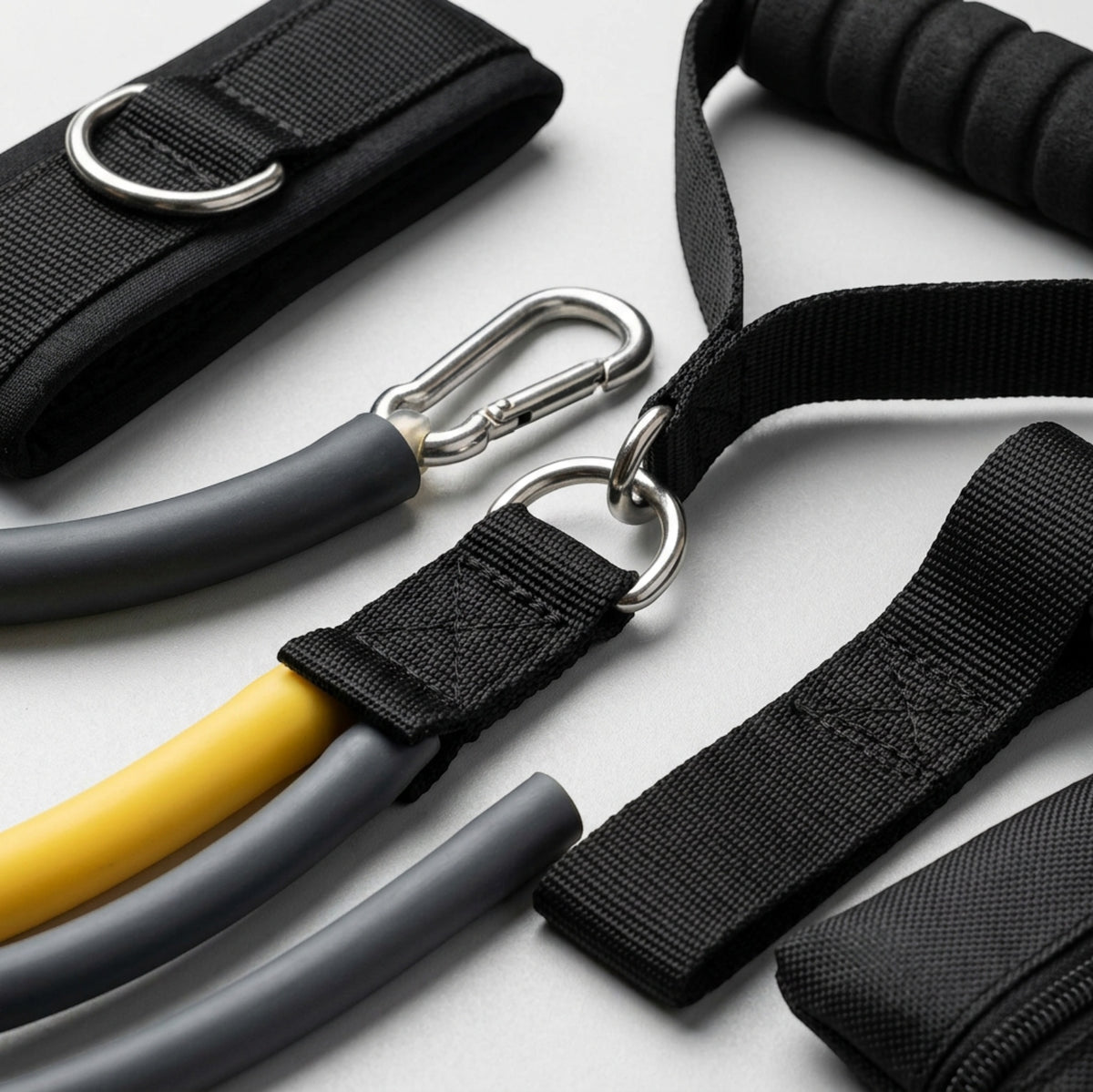 Qlvfb Cordrail Natural Latex Resistance Tube Kit 3 Colors with Handles - Detail view