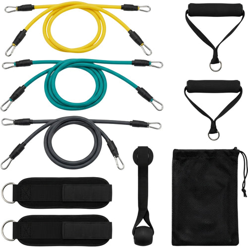 Qlvfb Cordrail Natural Latex Resistance Tube Kit 3 Colors with Handles - Product view